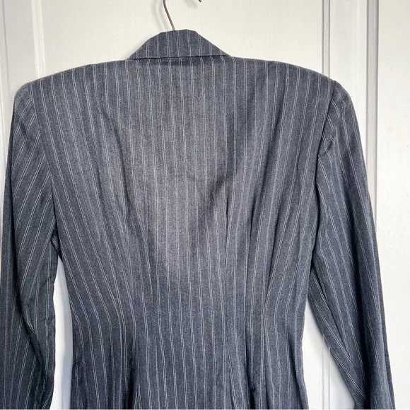 vintage • 1990s blazer mini dress double breasted grey pinstripe Zendaya - Picture 8 of 8